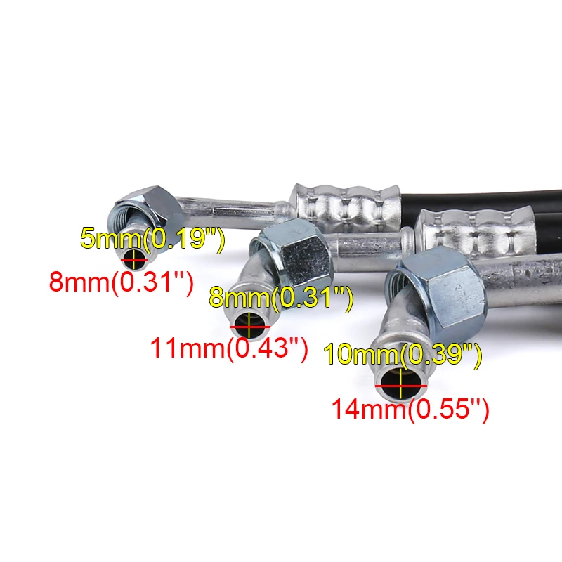 #6 #8 #10 R12 R134a Thick-wall A/C Gas Hose Assembly hose connectors With Straight/90 Degree Beadlock Fitting Female Nut O-ring (Sold by feet)