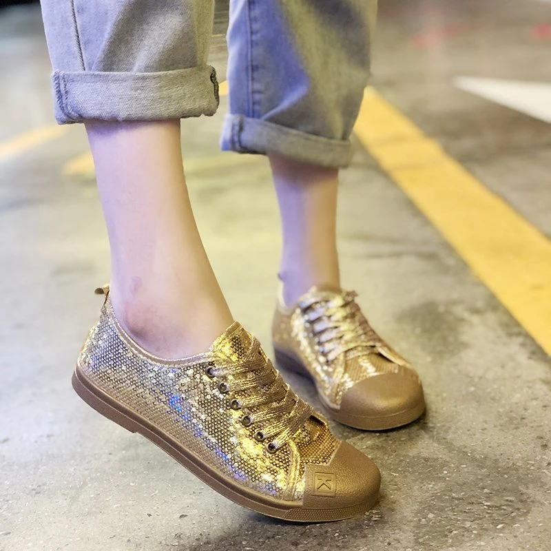 women's vulcanize shoes high top	 LYXLYH Fashion Sneakers Women Flats Shoes Casual Outdoor Walking Shoes Woman Lace-up Gold Glitter Ladies Shoes Zapatos Mujer low liquid melt vulcanized suede sneakers