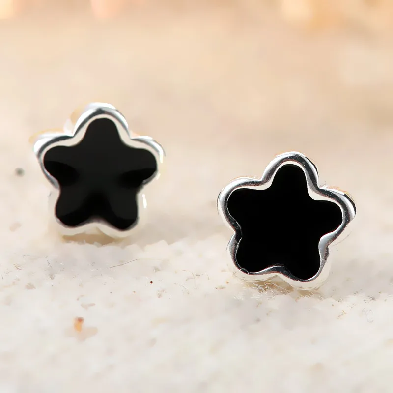 YIZIZAI Stud Earrings For Women Black Flower Earring Wedding Jewelry Mujer Moda Friendship Gifts Party Korean Style