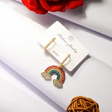 YUN RUO роскошные дамы проложить Циркон Камень Радужная серьга клип S925 Серебряный булавка гипоаллергенная Женская мода ювелирные изделия Прямая поставка