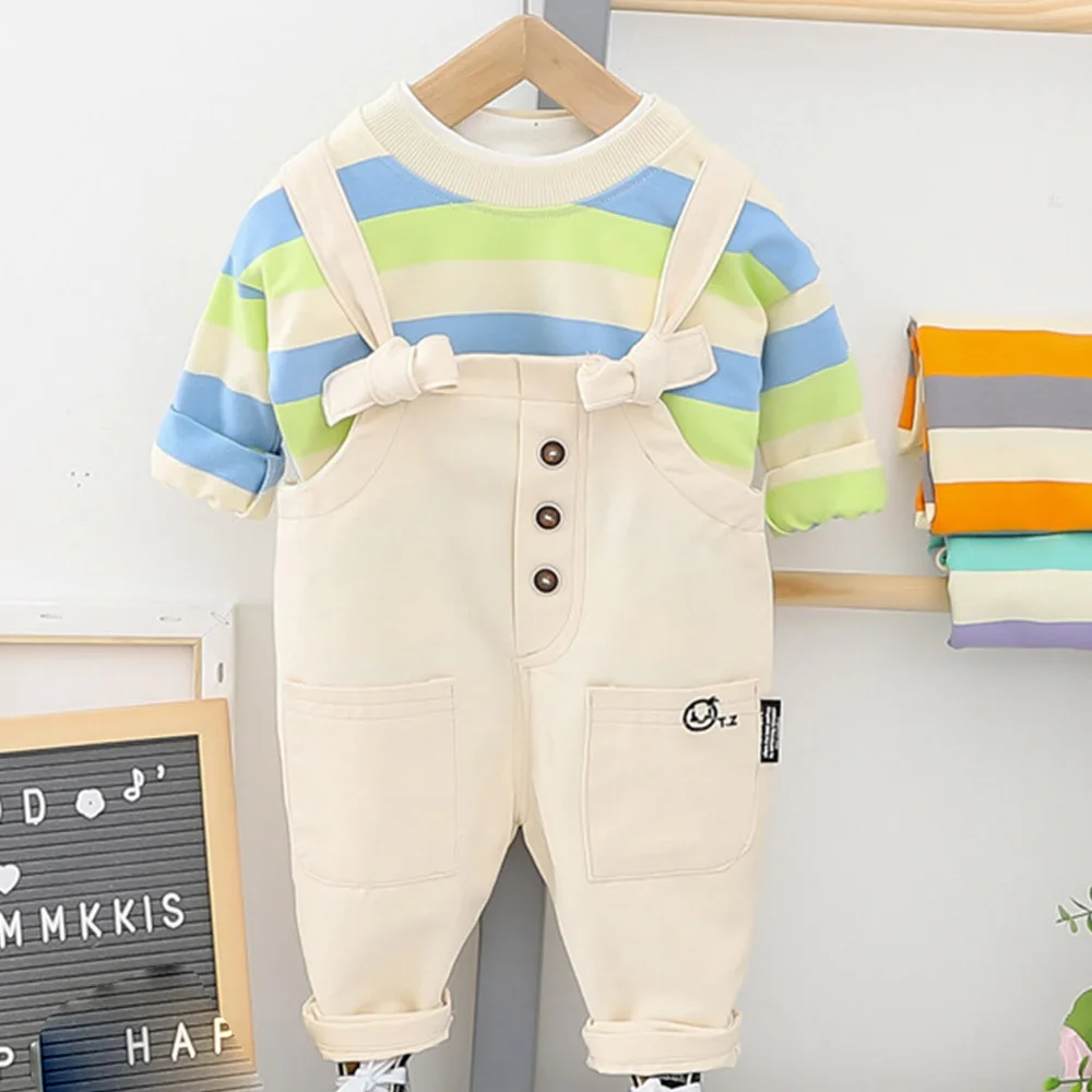 AmyaBaby/комплекты одежды для детей Одежда для мальчиков футболка в полоску с длинными рукавами+ штаны весенняя одежда для малышей из 2 предметов комплект одежды для мальчиков на день рождения