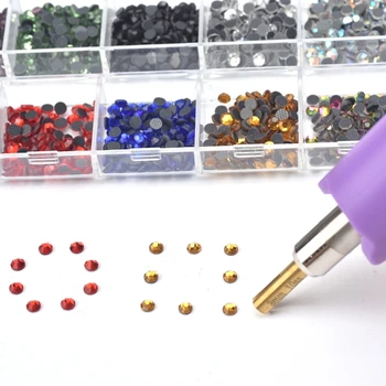 

Hotfix Applicator Tool Kit DIY Hot Fix Rhinestones 7 Tips Tweezers Wax Pencils