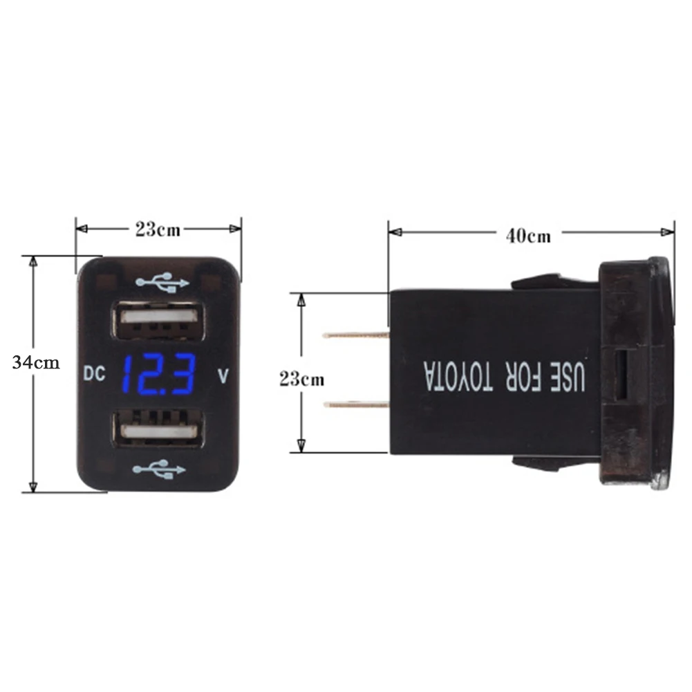 Быстрый с измерением напряжения двойной USB светодиодный дисплей для смартфона автомобиля аудио безопасная розетка автомобильное зарядное устройство электрический адаптер