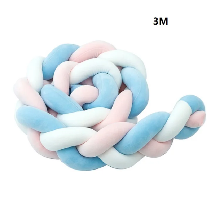 3M Pink Blue White Детская кровать кроватка Боковой бампер новорожденный 2 м детская кроватка плюшевая кровать защита оплетка бампер детское постельное белье украшение детской комнаты - Цвет: 3M Pink Blue White