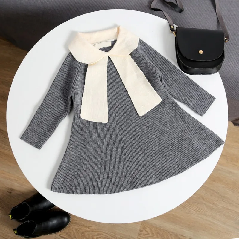 Осенние платья для маленьких девочек, платье принцессы с длинными рукавами для девочек Кукольное платье с воротником в виде листка лотоса+ сумка, 2 предмета, платье для девочек