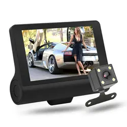 Новый 1080P 4 дюйма Видеорегистраторы для автомобилей Двойной объектив Dash Cam Передняя G-Сенсор Запись сзади видео Регистраторы