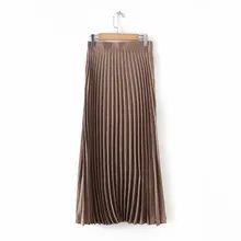 Винтажная плиссированная юбка миди с принтом «гусиная лапка», Женская Повседневная тонкая клетчатая юбка на молнии, Женская Базовая юбка