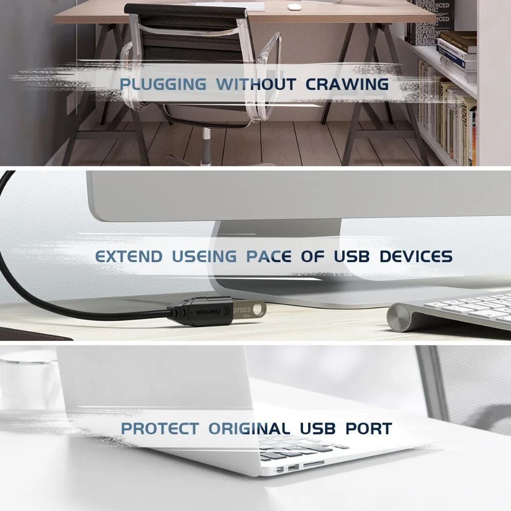AMPCOM USB кабель-удлинитель USB 3,0 кабель usb удлинитель для USB клавиатуры, мыши, кабель-переходник A-Male к A-Female