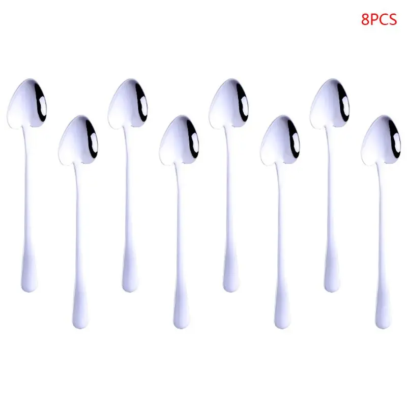 8 Pcs Silver 8 Pcs Heart Shape Stainless Steel Coffee Tea Spoon Ice Cream Dessert Mixing Stirrer - Цвет: 8 Pcs Silver