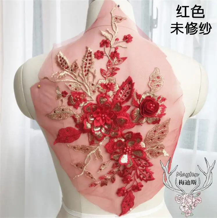 Bead Fabric Flower Venise Floral Lace Sewing Applique Lace Collar Neckline Collar Diy Craft Neckline Sewing Accessories 1 Piece lace fabric,lace garment accessories,lace sewing supplies,lace accessories,lace sewing accessories,clothing craft accessories