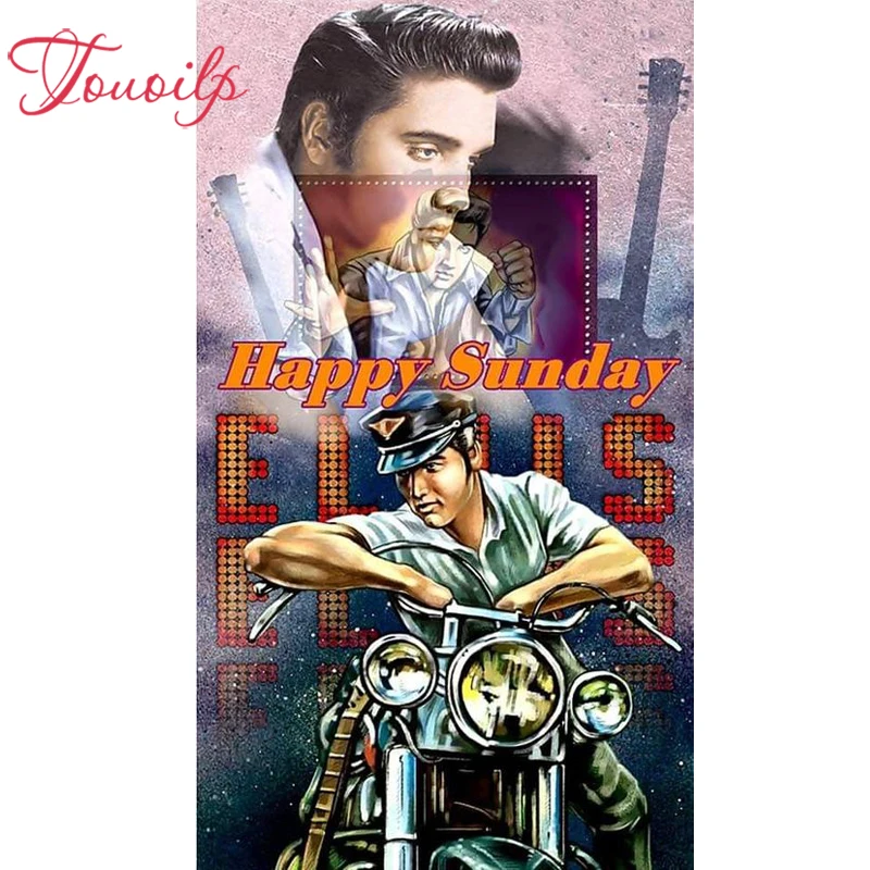 Алмазная вышивка сделай сам 5D с мотоциклом Elvis алмазная живопись полноразмерная