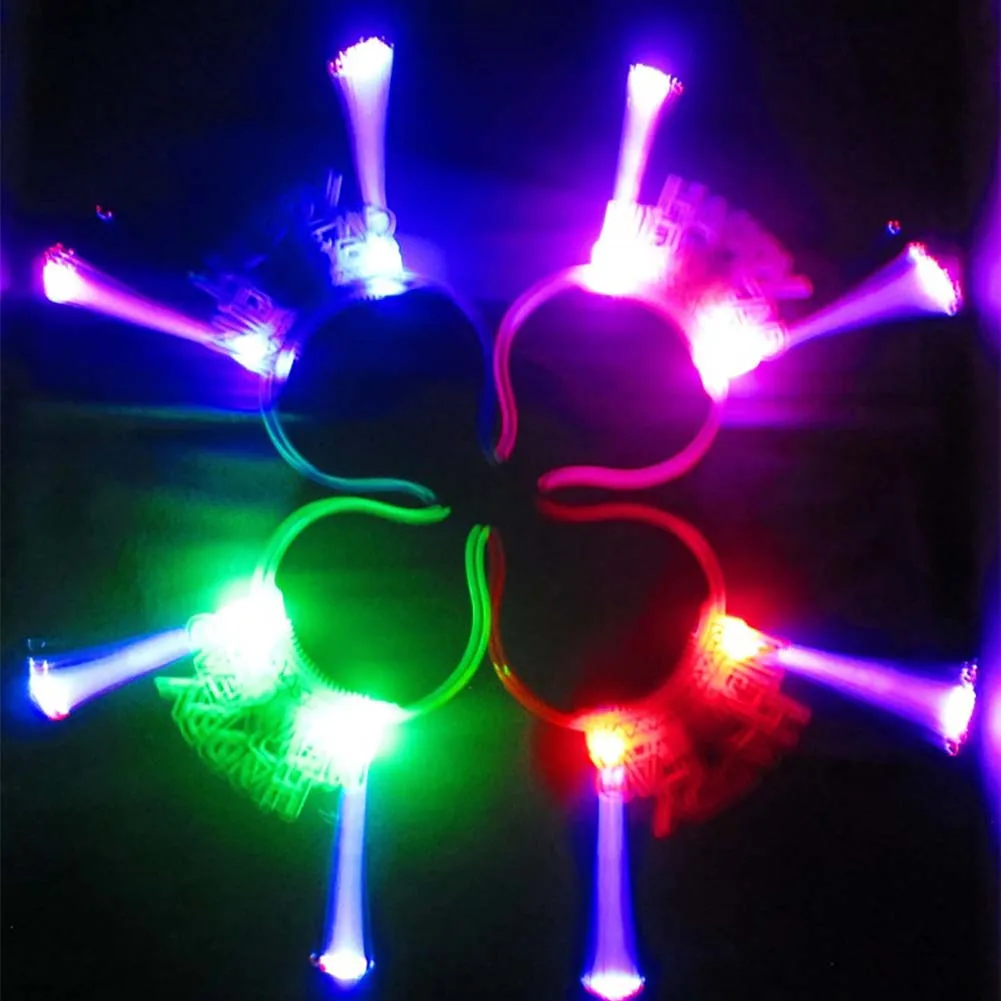 Light Up LED Happy New Year Optical Fiber Hair Hoop Christmas Party Decor Gift