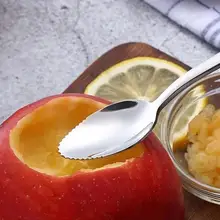 1 шт. из нержавеющей стали грейпфрут яблоко скребок зубчатая ложка край Пилообразная длинная ручка многофункциональные инструменты для детского питания