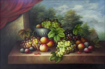 

Artist's top quality hand painted oil painting still life painting on canvas: desktop fruit