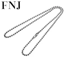 FNJ ожерелье из шариковой цепочки 925 серебро 3 мм 4 мм 5 мм 45 см до 70 см хорошее оригинальное S925 Серебряное женское мужское ожерелье для изготовления ювелирных изделий