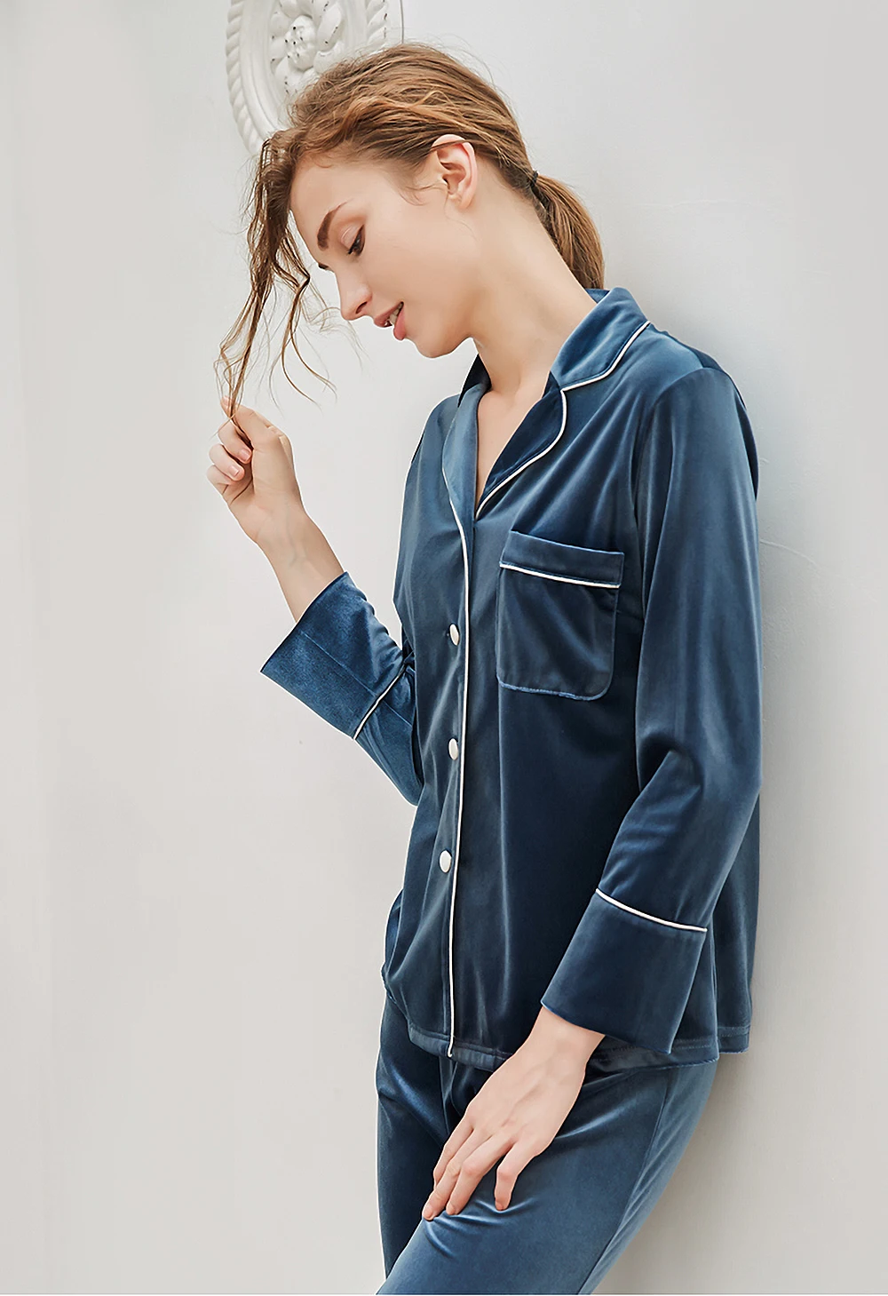 Winter Pajama Warm Pajamas for women pajamas set nightwear ladies pajamas sets Gold velvet homewear Women long sleeve sleepwear