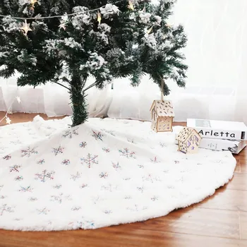 

3 Colors Sequins Snowflack Pattern Tree Skirt Christmas Decorations Soft Whit Plush Carpet 90CM/122CM Xmas Tree Skirt Home Decor