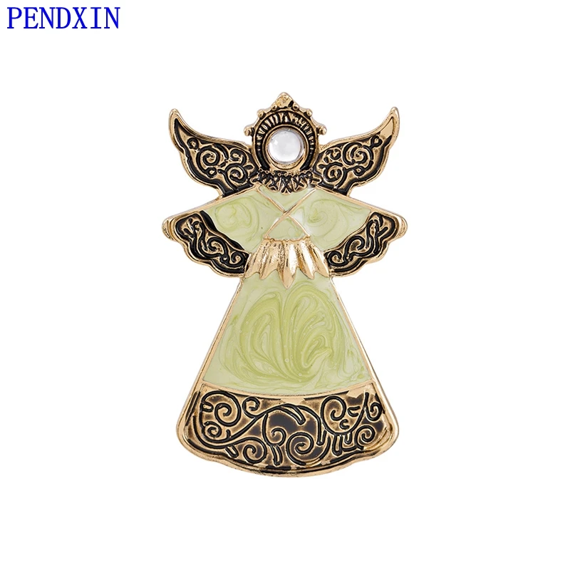 Брошь в стиле ретро с глазурью брошь из сплава гравировкой ангела на Рождество