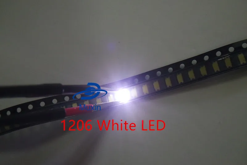 100PCS/LOT 1206 White SMD LED Diode Light 3216 Diodes Super Bright led 3.2*1.6mm Color New | Лампы и освещение