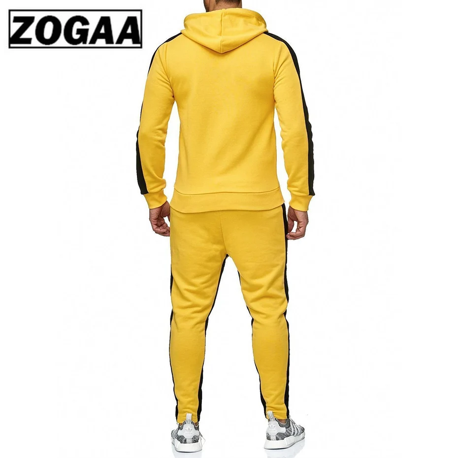 ZOGAA Брендовые мужские спортивные костюмы, повседневный спортивный костюм, комплект из двух предметов, спортивный костюм для фитнеса, мужской спортивный костюм из 2 предметов, топы и штаны, комплект для мужской одежды
