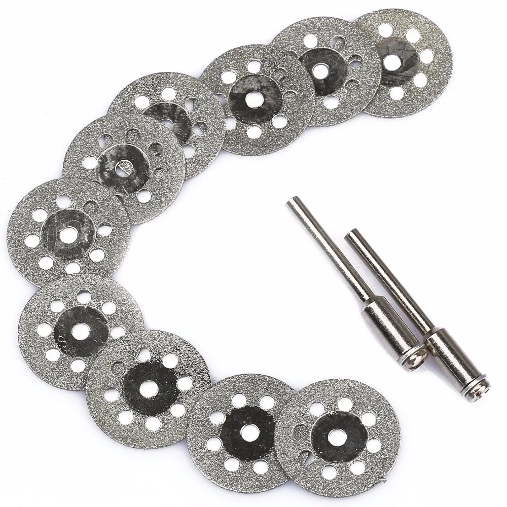 10pcs/set 22mm Mini Diamond Saw Blade Silver Cutting Discs With 2X Connecting Shank For Dremel Drill Fit Rotary Tool D30 10pcs/set 22mm Mini Diamond Saw Blade Silver Cutting Discs With 2X Connecting Shank For Dremel Drill Fit Rotary Tool D30