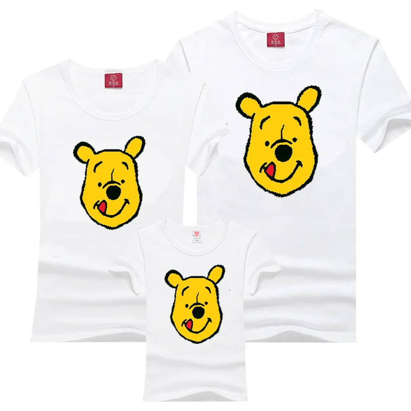 

T-shirt Parent-Child Cartoon Printed Pattern Pure Plain T-shirt Lovely Leisure Basic T-shirt Summer Interesting Shirt Parent-Chi
