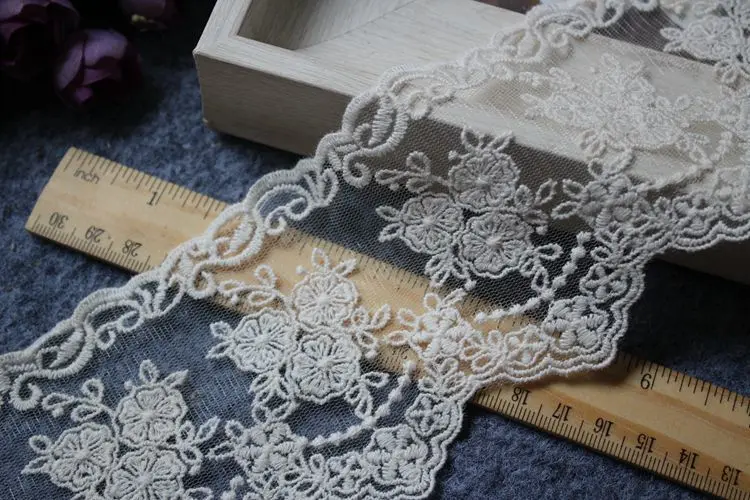 Tulle Embroidery Fringe Ribbon Mesh Lace Fabric Neckline Collar Edge Trim Skirt Dress DIY Sewing Guipure Supplies 8CM Wide lace ribbon lace fabric lace sewing accessories lace sewing supplies lace accessories lace garment accessories lace decoration tassel trim lace