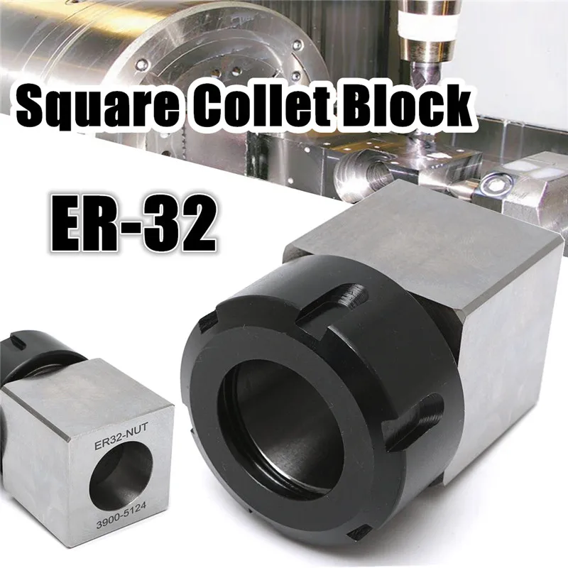 

ER-32 Square Collet Block Chuck Holder Hard Steel Spring Chuck Seat 3900-5124 45x65mm For CNC Lathe Engraving Machine
