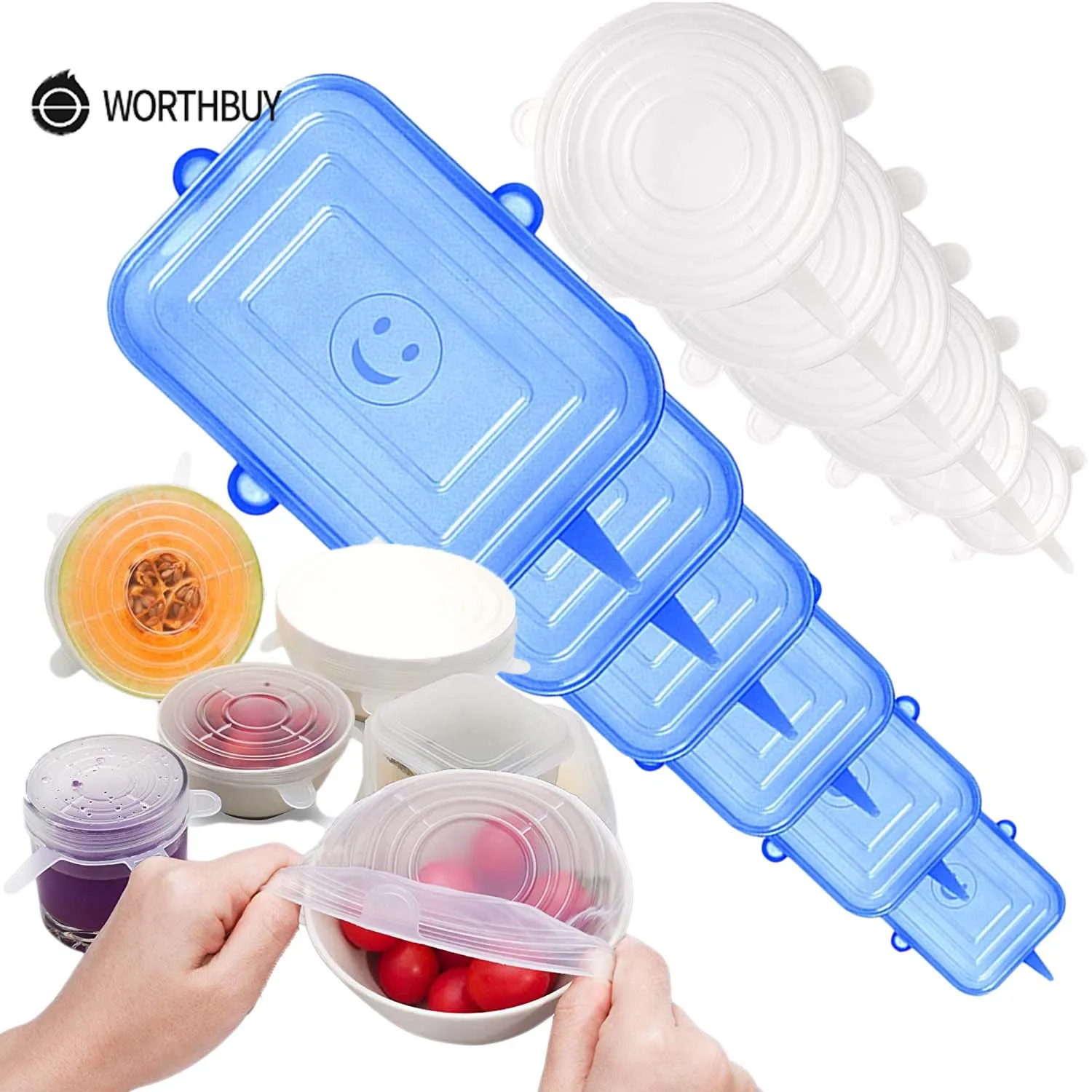 Adaptable Cover-Caps Lids Kitchen-Accessories Fresh Food Reusable WORTHBUY Eco-Friendly