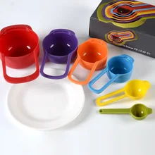 Напрямую от производителя кухонных инструментов Радуга 6 штук мерный стаканчик Штабелируемый комбинированный измерительный стаканчик инструмент пластик Measu