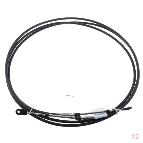 

2pcs 10 Foot Universal Throttle Shift Control Cable for Yacht Boat Motor Steering System, Black