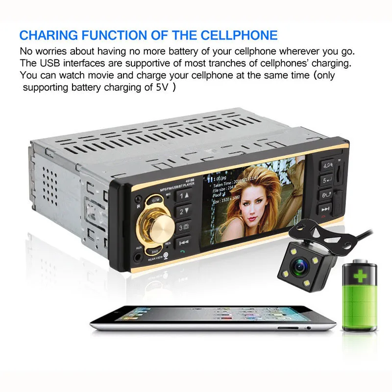 

HD TFT Car Radio MP5 Player Stereo Bluetooth 1 Din Full Viewing Camera Mirror Link MP3/WMA/WMV Stereo USB 2.0 Port Accessory