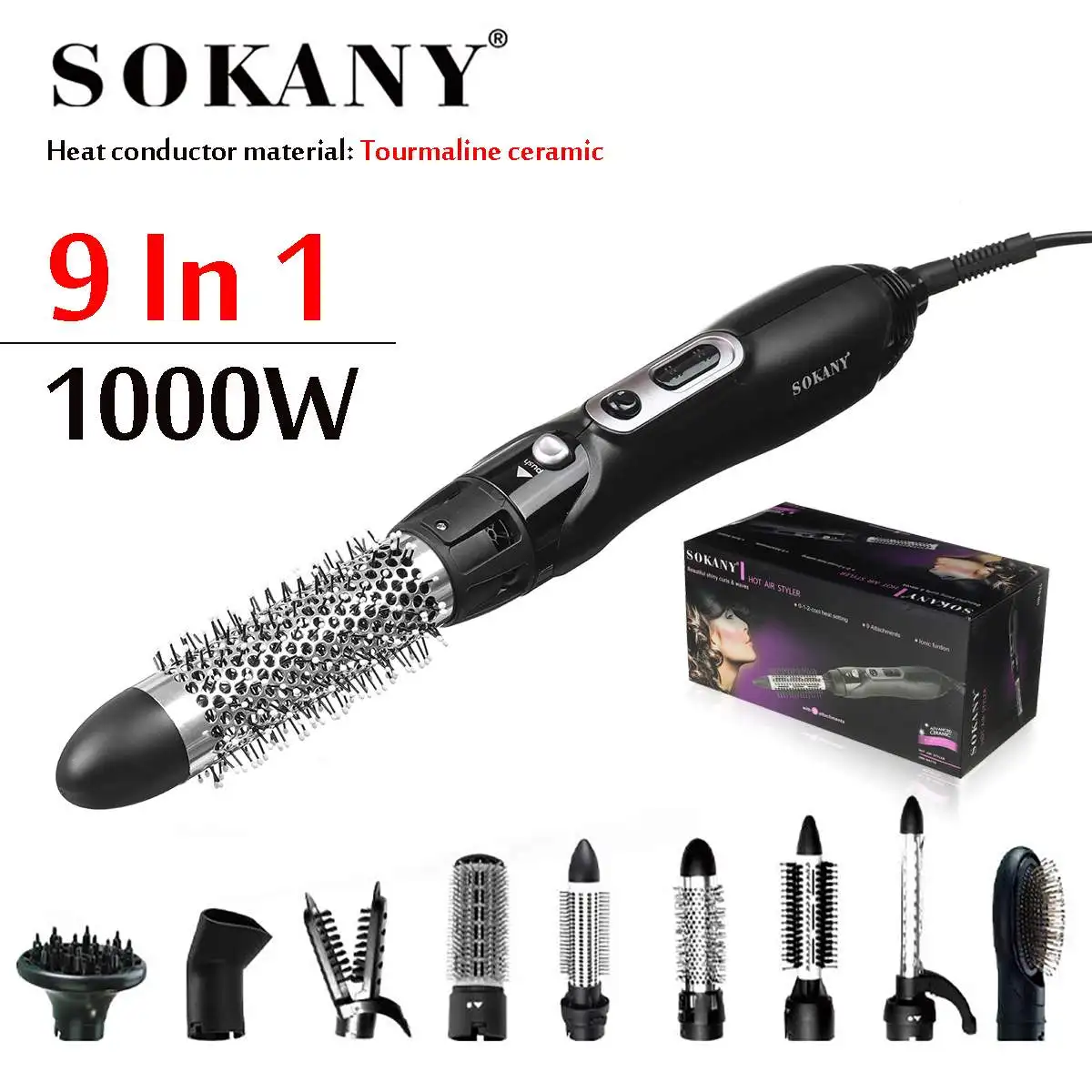 PROD 1005001862559675 9 In 1 One Step Hair Dryer Hot Air Brush Hair
Straightener Curler Comb Roller Electric Ion Generator Blow Dryer Brush