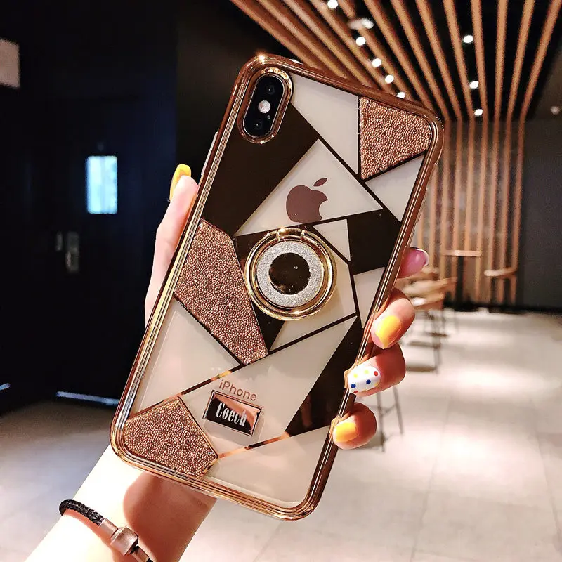 LOVERONY блестящие стразы палец кольцо чехол для телефона для iPhone XS MAX XR X Bling 2-в-1 крышка чехол для iPhone 6 6S 7 8 Plus