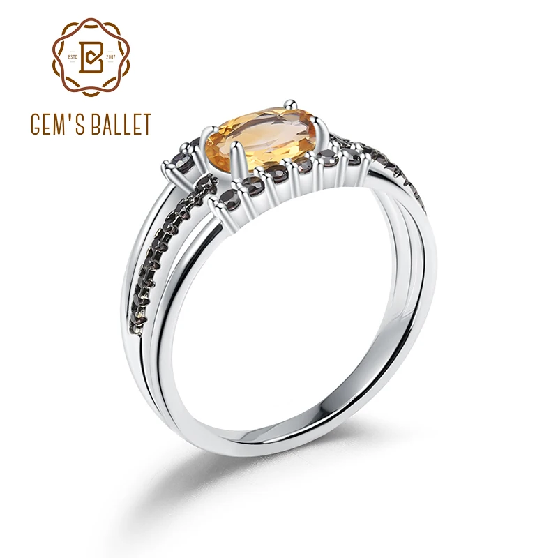 Gem's BALLET 0.81Ct натуральный цитрин драгоценный камень кольца 925 пробы серебро Античный стиль обручальное кольцо для женщин хорошее ювелирное изделие