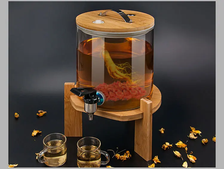 Бытовая бутылка из боросиликатного стекла с кран Winebottle женьшень винный контейнер поколение жира