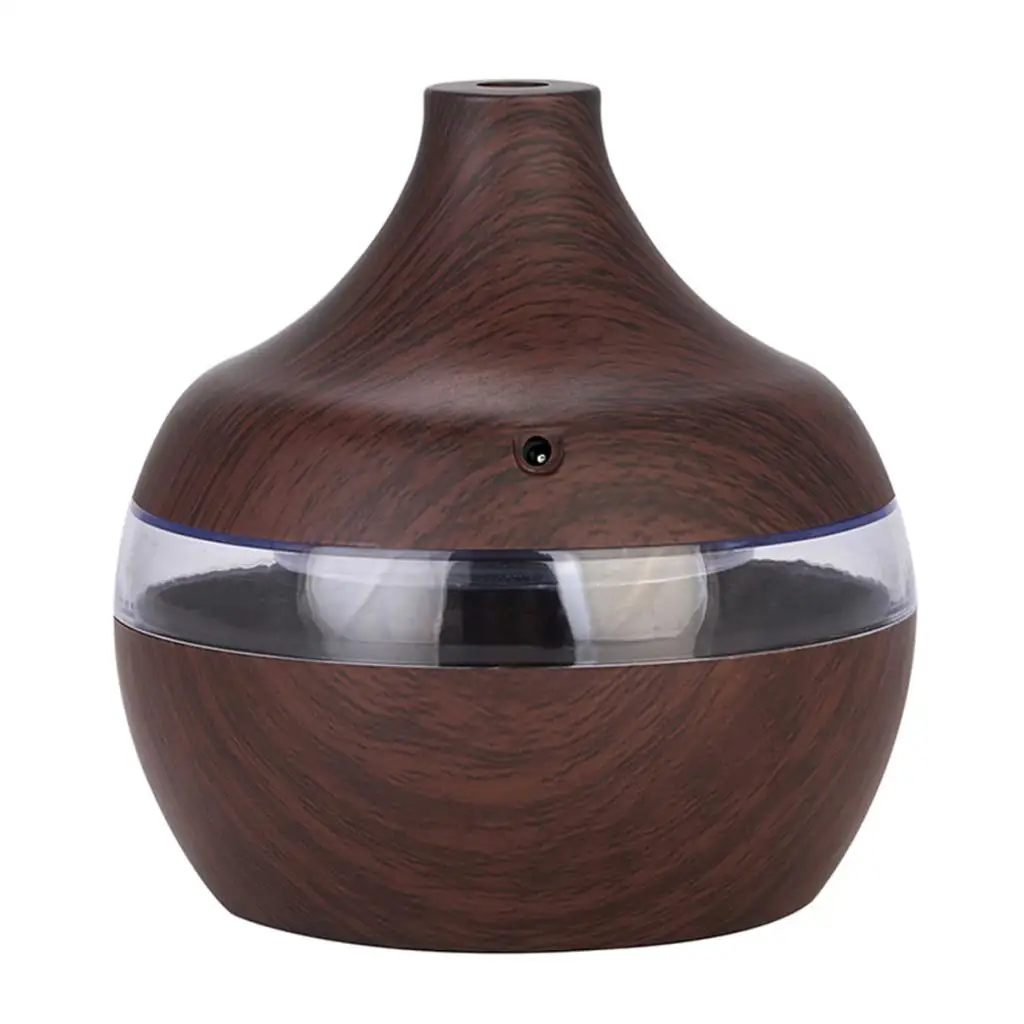 300ml Wood Vase Home Air Humidifier Essential Oil Diffuser Machine & Lights