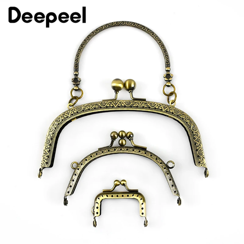 2pcs Deepeel 5/10.5/16.5cm Metal Bag Handle Embossed Purse Frame DIY Sewing Brackets Kiss Clasp Wallet Hardware AccessoriesBS176 | Багаж и
