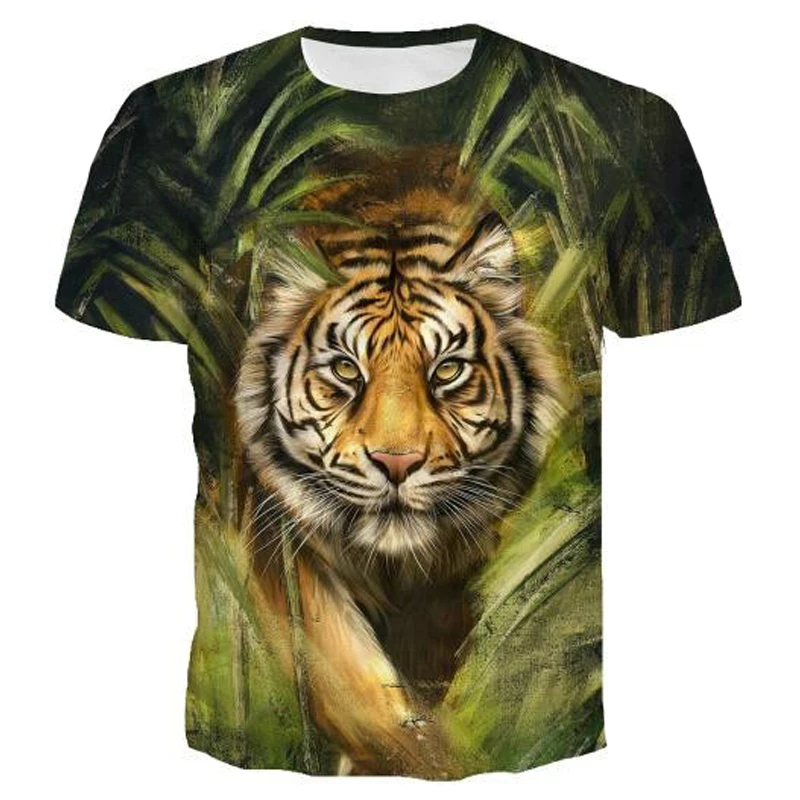 2020 Cool Men Women black T-Shirts Animal Tiger 3D Print T Shirt Summer Short Sleeve Harajuku Casual mens clothing aesthetic | Мужская