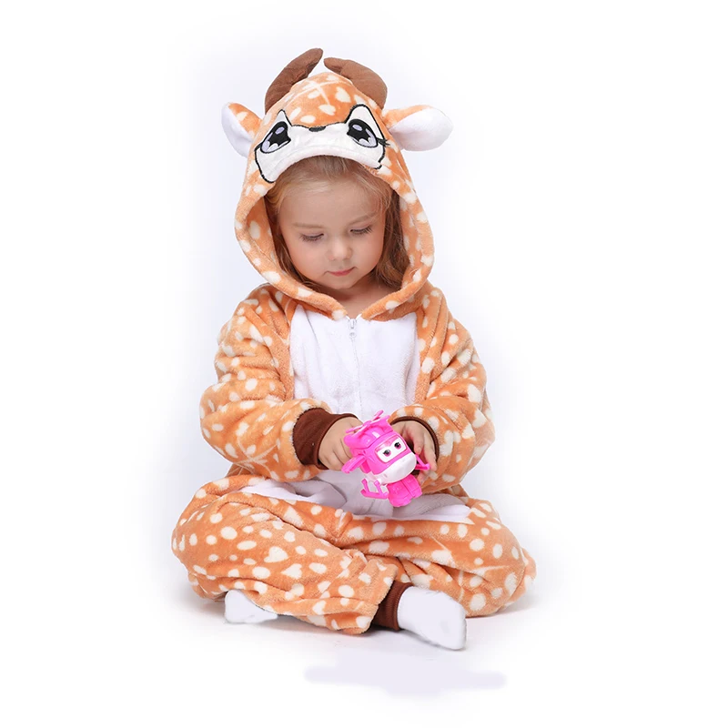 

Children Onesie Pajama Kigurumis Suit Sika Deer Kids Sleepwear Flannel Homewear Carnival Party Girl Boy Clothing Party Jumpsuit