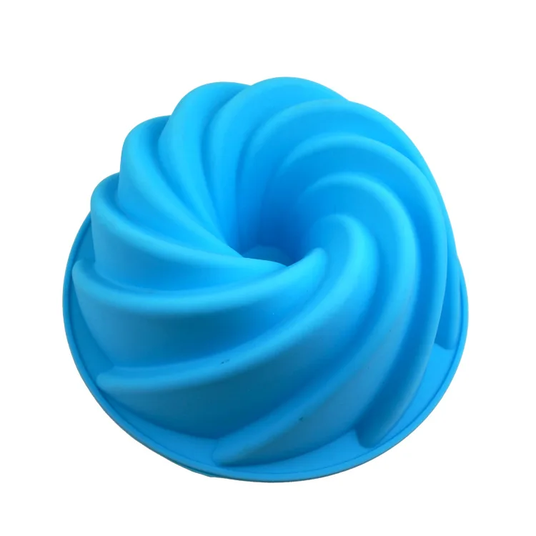 Large Spiral Shape Food Grade Silicone Bundt Cake Mold Pan 3d Fluted Cake Mould Form Bread Bakery Baking Tools Bakeware Mold