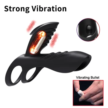 Couples Long Lasting Erection Penis Vibrator With Double Ring Massager Vagina Clitoris Stimulator Orgasm Adult Sex Toys For Men 2