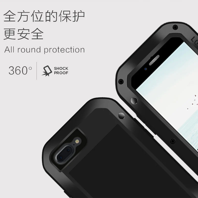 Love Mei для Apple iPhone 7 8 чехол противоударный Gorilla glass экран полный корпус сверхмощный защитный чехол для Apple iPhone 8 Plus чехол