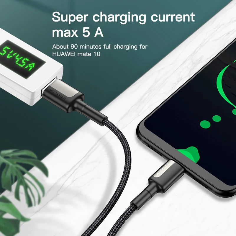 KUULAA 5A usb type-C кабель для huawei mate 20 Pro P20 Lite Supercharge USB C кабель для быстрой зарядки type-C кабель для huawei P30 Pro