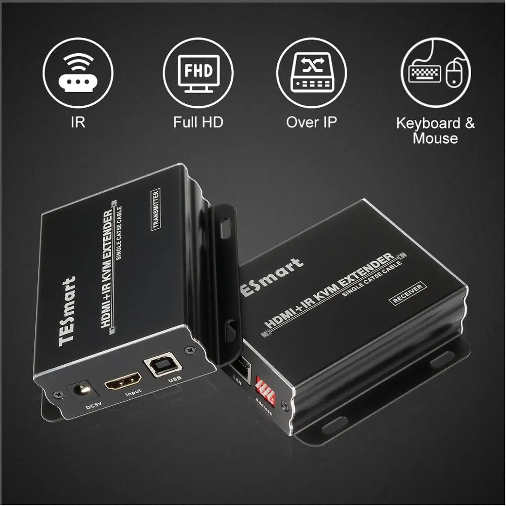 KVM удлинитель 120 м HDMI IR CAT5e/6 TCP/IP Full HD Поддержка 3D HDCP EDID (один Отправитель + один