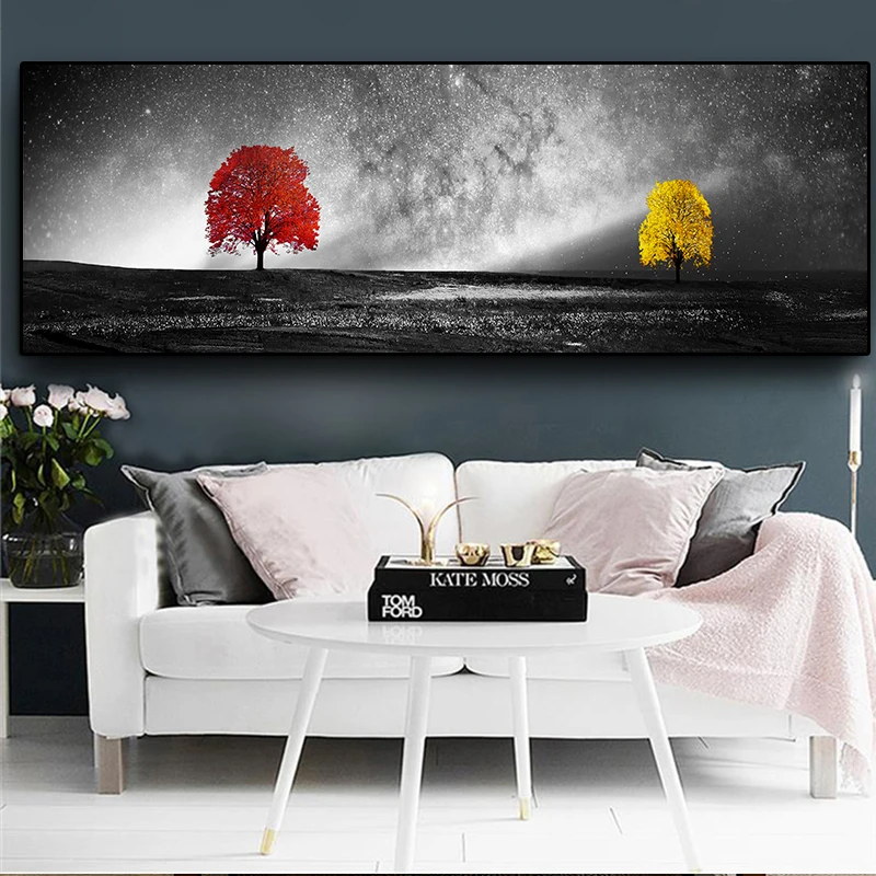 HD черная и белая красная елка куадро масляная живопись на холсте плакаты принты