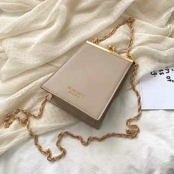 

LJL-Fashion Metal Frame Bags for Women's Leather Chain Handbags Women Pu Metal Frame Shell Ladies Shoulder Bags Women Totes