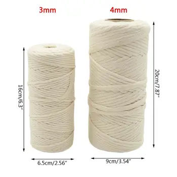 

3/4mm Macrame Rope Twisted String Cotton Cord for DIY Crafts Handmade Tapestry