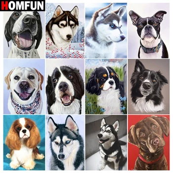 

HOMFUN 5d Diamond Painting Full Square/Round "Dog animal" Picture Of Rhinestone DIY Diamond Embroidery Home Decor