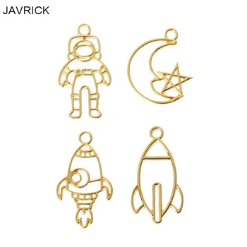 

4Pcs Rocket Moon Astronaut Blank Pendants Bezel Setting UV Resin Frame Jewelry